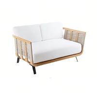 Ensemble de canapés d'extérieur en teck au design nordique, résistant à l'eau, aux UV et à la corrosion, en rotin PE pour patios et jardins