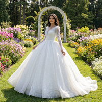 Lscm63 Nouvelle robe de mariée longue et luxueuse avec paillettes, robe de mariée, robe de mariée Jancember