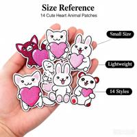 14 patchs autocollants en forme de cœur et d'animaux pour vêtements, chapeaux, sacs, chaussettes, usage quotidien pour cadeaux DIY, activité commerciale, décoration personnalisée