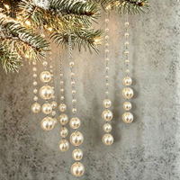 Ornement de Noël en imitation perles, chaîne argentée, pendentif pour arbre de Noël