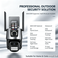 Caméra de surveillance sans fil à double écran avec vision simultanée, éclairage à lumière chaude 3500K, CMOS, étanche IP66, vue à 360°