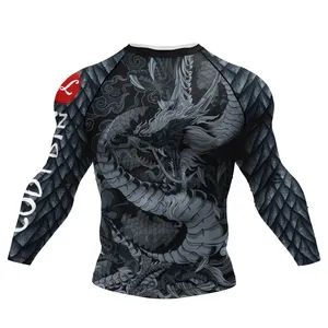 ody Lundin MMA Rashguard Bjj柔术男士健美运动服高弹性跆拳道压缩3D印花服装