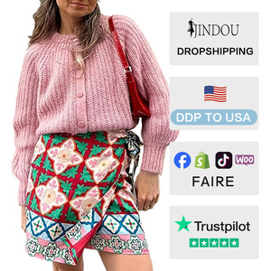 كارديجان نسائي عالي الجودة متعدد الاستخدامات باللون الوردي مع ياقة محبوكة - Product Image 2