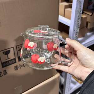 Couvercle de <span class=keywords><strong>pot</strong></span> à ragoût en verre résistant aux hautes températures de la série Apple originale, filtre, design mignon, bord doré sculpté à la main, haut de gamme - Product Image 4