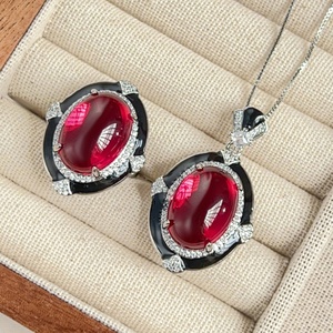 Ensemble de bijoux créatif pour mariage, collier et boucles d'oreilles en zircon cubique multicolore, coupe ovale 13*18mm, en cuivre doré, écologique, vente en gros - Product Image 4
