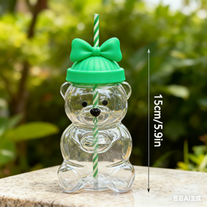 Sıcak Satış Cam Ayı Bardak Cam Kahve ve Soğuk İçecek Bardakları Pipetli Bardak - Product Image 2