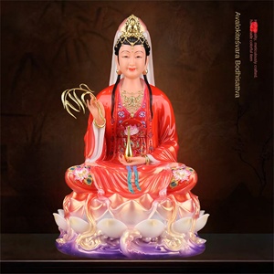 Neuer Stil Guanyin Bodhisattva Buddha-Statue, hohl geschnitzt, sitzend auf Lotus, Avalokiteshvara Miao <span class=keywords><strong>Shan</strong></span> Echte Figur für Buddhistische Tempel - Product Image 2