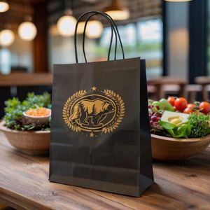 Bolsas de Papel Kraft Personalizadas para Pollo Frito, Bolsas de Papel Antigrasa para Sándwiches con Asas - Product Image 3