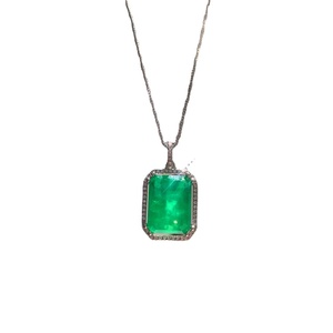 Fashion 9*11mm <b>Emerald</b> Green Zircon Minimalist Necklace <b>Earrings</b> Ring Set Eco-friendly Copper Trendy Jewelry Sets - Product Image 2