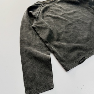 Streetwear Fashion High Quality <b>Waffle</b> Knit Long Sleeve <b>Shirts</b> Custom logo Black Acid Wash Oversized <b>Waffle</b> Knit Long Sleeve - Product Image 3