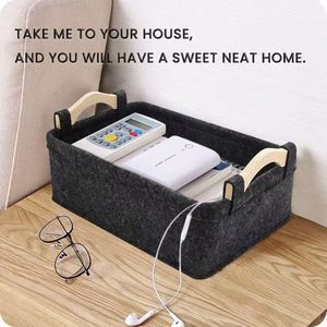 <span class=keywords><strong>Panier</strong></span> de rangement pour jouets pour chiens et chats en feutre rectangulaire pliable écologique de grande capacité avec poignée en <span class=keywords><strong>bois</strong></span> - Product Image 4