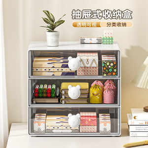 <b>Desktop</b> Storage Drawers Transparent <b>Organizer</b> With Bear Handle <b>For</b> Office Cosmetics And Sundries Classification Storage - Product Image 1