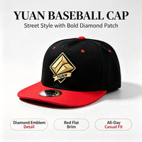 Gorra de Béisbol Unisex OEM de 6 Paneles con Visera Plana, Cierre a Presión, Bordado 3D, Fibra Acrílica Transpirable e Impermeable, Diseño de Autor