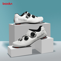 HBG 1291 extérieur en cuir véritable en fibre de carbone chaussures de cyclisme sur route hommes chaussures de vélo respirant chaussures à crampons pour vélo