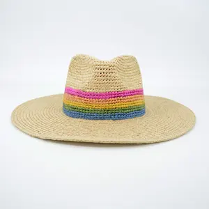 Summer New Fashion Women's Straw Hats Handmade Natural Raffia Wide Brim Sun-Proof Outdoor Beach Tourism Travel Inspired Cowboys