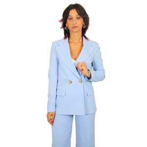 Women's Jacket Sky Blue Double Breasted <b>Blazer</b> Suit <b>Set</b> Formal Wear - Product Image 1