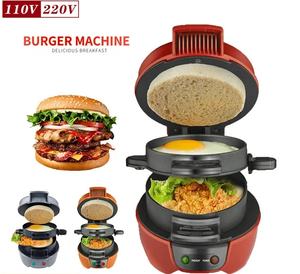 110V americano europeo Acero inoxidable 600W multifunción hamburguesa y sándwich máquina de desayuno hamburguesa - Product Image 2