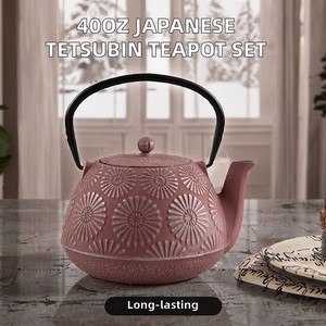 Japanese Tetsubin 40oz 1200ml Cast Iron Enamel Teapot Stainless Steel <b>Infuser</b> Classic Heat-Resistant Handle for Tea Coffee - Product Image 2