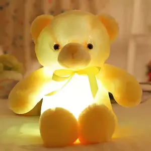 Nuevo colorido iluminado LED oso de peluche muñecas animales de peluche suaves osos de peluche brillantes personalizados