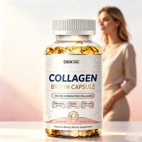 Capsules de collagène et biotine personnalisées OEM avec vitamine C, pour une alimentation nutritive pour des cheveux, une peau et des ongles sains, entretien quotidien