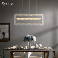 Lampe led rectangulaire en cristal, design moderne, éclairage d'intérieur, luminaire décoratif de plafond, couleur jaune or