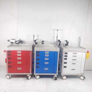 Troli Resusitasi Darurat Crash Cart ICU dengan Dudukan AED & Laci untuk Rumah Sakit ICU - Product Image 1