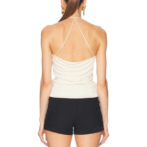 Débardeur dos nu <span class=keywords><strong>femme</strong></span> sans manches à enfiler style <span class=keywords><strong>col</strong></span> <span class=keywords><strong>bénitier</strong></span> 100% Viscose été Street Wear haut - Product Image 3