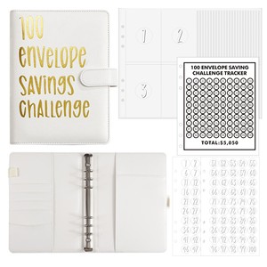Nouveau 100 enveloppe d'économies défi A5 Budget classeur défis porte-carte pu cuir classeur planificateur cahier pour économiser de l'argent - Product Image 1