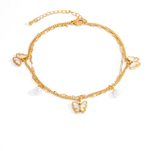 Stainless Steel <b>Anklet</b> With Pearl And Butterfly Pendant 18K <b>Gold</b> Plated Foot Ornament Summer 2025 Gift Jewelry - Product Image 5