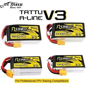 แบตเตอรี่ลิเธียมโพลิเมอร์ Tattu R-Line รุ่น 3.0 ความจุ 1300-2000mAh 120C 4S 6S 4.2V  แบบพลาสติก หัวเสียบ XT60 สำหรับ FPV Racing RC ใช้ได้ทั้งชายและหญิง - Product Image 2