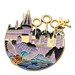 Enamel Metal <b>Pin</b> Castle Scene Brooch Gold Tone Single Side <b>Badge</b> for Clothing Bag Gift - Product Image 2