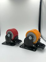 Roda Putar Nylon Tugas Berat Profil Rendah Berat Badan Rendah dengan Plat Putar Beban Tinggi 250-600kg, Batang Berulir M16, Tinggi 50 75 100mm