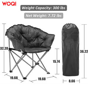 Fauteuil de camping pliable Woqi Outdoor Moon Chair, structure en aluminium, tissu Oxford, couleur graphite, portable, pour jardin et plage - Product Image 5