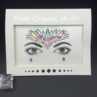 Autocollant de tatouage temporaire en cristal pour le visage et le corps, bijoux fantaisie sirène en strass pour festivals, vente en gros