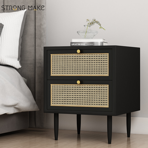 Armoire de rangement du milieu du siècle table de <span class=keywords><strong>nuit</strong></span> meubles de chambre à coucher de luxe moderne Table de chevet en bois table de chevet en rotin blanc avec tiroir - Product Image 1