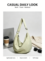 Sac bandoulière hobo à carreaux pour femme, grande capacité, en tissu bulle, avec logo et couleur personnalisables, sac à bandoulière décontracté pour le quotidien