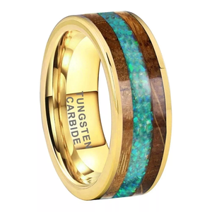 공장 가격 위스키 배럴 나무 녹색 오팔 결혼 반지 남성 여성 패션 반지 텅스텐 카바이드 남성 밴드 컴포트 핏 - Product Image 5