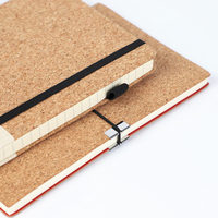4 Estilos de Cuadernos A5 Personalizados Promocionales de Corcho Hechos a Mano, Cuadernos de Piel Sintética para Negocios con Encuadernación Térmica y Cierre de Banda Elástica