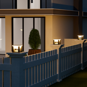 <span class=keywords><strong>Lampe</strong></span> de poteau LED solaire moderne en aluminium pour extérieur, décorative, avec abat-jour en PC, indice de protection IP44, pour clôture de jardin - Product Image 3