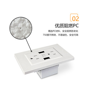 Us Standard Wall <b>Socket</b> <b>With</b> 2 <b>Usb</b> A Ports 2.1A Fast Charging 15A Ac Outlet Plastic Material Standard Grounding - Product Image 5
