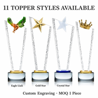 Trofeo de Cristal Personalizado, Adorno de Vidrio Colorido, Corona, Pájaro, Estrella, Dragón, Base Cónica, Texto Grabado, Regalo, Venta al Por Mayor