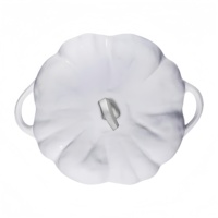 Cocotte en fonte émaillée en forme de citrouille avec bouton unique et deux poignées pour la cuisine et la pâtisserie