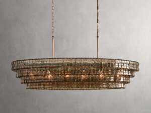 Lampe suspendue ovale pour table à manger nordique moderne, îlot de cuisine en verre fumé texturé transparent - Product Image 4
