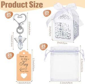 24/30 Sets de Recuerdos para Invitados de Bautizo y Funeral, Llaveros de Ángel, Bolsas de Organza, Etiquetas para Bautizo, Primera <span class=keywords><strong>Comunión</strong></span>, Artículos para Fiestas - Product Image 2