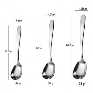 Custom Logo Eco-Friendly 304 Stainless Steel Mirror Polish Long Handle Flat Bottom <b>Spoon</b> for Dinner - Product Image 2