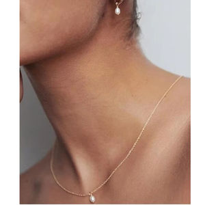 Joolim 18k Gold Plated Tiny Mini Real Natural Freshwater <b>Pearl</b> Stainless Steel Dainty <b>Necklace</b> <b>Earring</b> Delicate Jewelry Set - Product Image 1