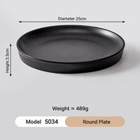 Assiette Ronde en Mélamine Noire Écologique de 25 cm, Incassable, Qualité Alimentaire, Sans BPA, Vente en Gros pour Restaurants, Hôtels, Cafétérias