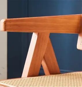 İskandinav wabi Sabi rattan dokuma yemek sandalyesi kauçuk ahşap arkalığı kol dayama Chandigarh basit şezlong