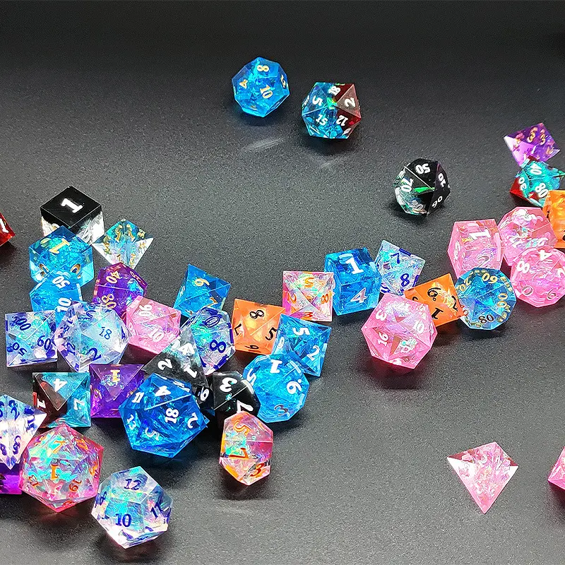 Polyhedron Sharp Resin Dnd Dice Set Resin Dice Set (7) For-Dungeons & Dragons (DND) RPG Resin Dice