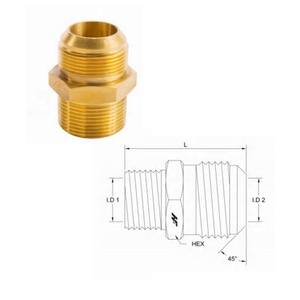 ข้อต่อทองเหลืองหกเหลี่ยมขนาด 1/4"*1/4" แบบ JIC 45 องศา แรงดันสูง °   ข้อต่อเฟลร์เกลียว BSPT สำหรับเรือยอชท์ อุปกรณ์ท่อเรือ - Product Image 4